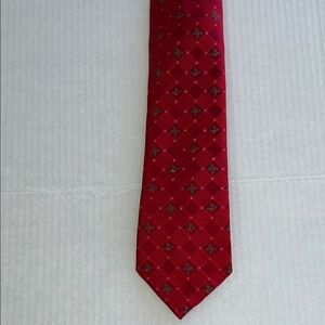 Holiday  Red Patterned Men's Tie with metallic accents